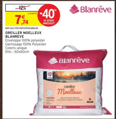 Oreiller Moelleux Blanrêve