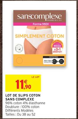 LOT DE SLIPS COTON SANS COMPLEXE