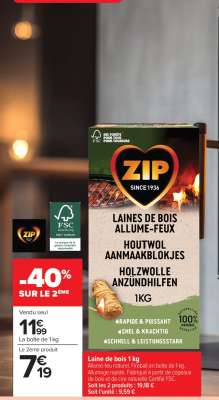 Laines de bois allume-feux