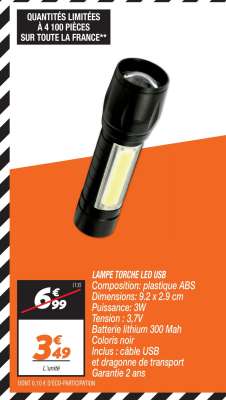 LAMPE TORCHE LED USB