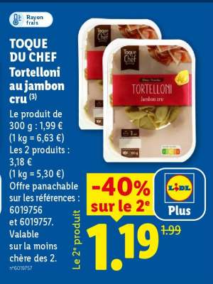 TOQUE DU CHEF Tortelloni au jambon cru