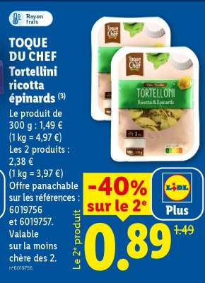 TOQUE DU CHEF Tortellini ricotta épinards