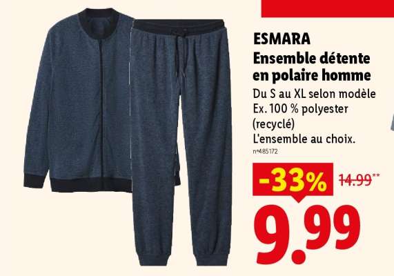 ESMARA Ensemble détente en polaire homme