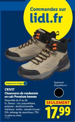CRIVIT Chaussures de randonnée en cuir Premium homme