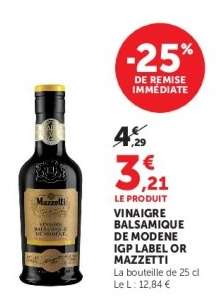 Vinaigre Balsamique de Modene IGP Label Or Mazzetti