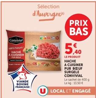 Haché à cuisiner pur bœuf surgelé 'Convivial'