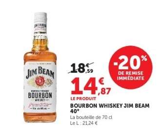 BOURBON WHISKEY JIM BEAM 40°
