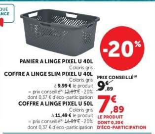COFFRE A LINGE SLIM PIXEL U 40L