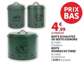 BOITE ECHALOTES OU BOITE OIGNONS