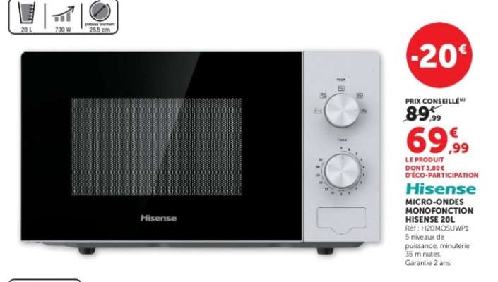 Hisense Micro-ondes Monofonction 20L