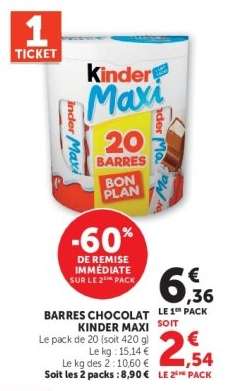 BARRES CHOCOLAT KINDER MAXI