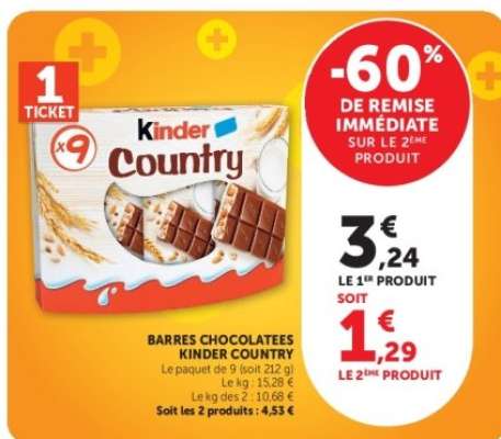 Barres Chocolatées Kinder Country