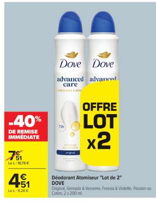 Déo­dorant Atomiseur "Lot de 2" DOVE