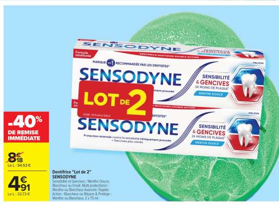Dentifrice "Lot de 2" SENSODYNE