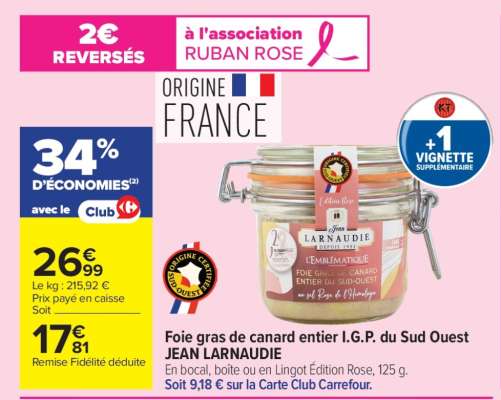 Foie gras de Canard Entier I.G.P. du Sud-Ouest JEAN LARNAUDIE