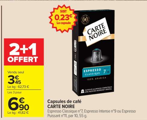 Capsules De Café Carte Noire