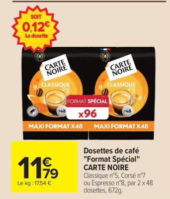 Dosettes de café "Format Spécial" CARTE NOIRE