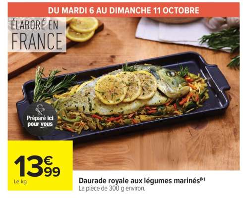 Daurade royale aux légumes marinés