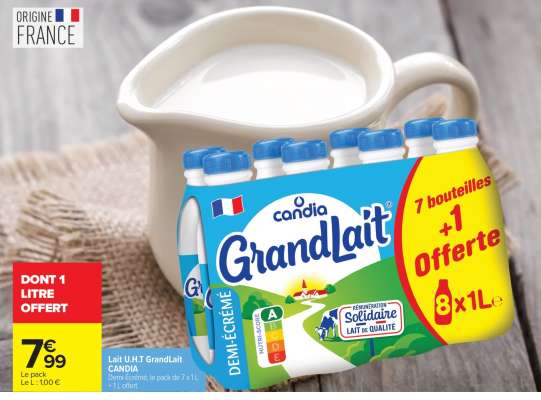 Lait UHT GrandLait CANDIA