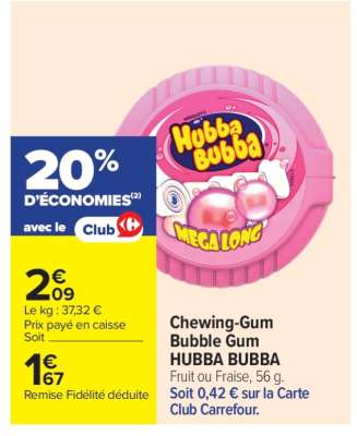 Chewing-Gum Bubble Gum HUBBA BUBBA