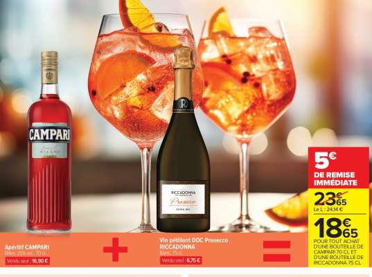 Apéritif CAMPARI + Vin pétillant DOC Prosecco RICCADONNA
