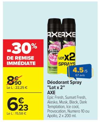 Déodorant Spray "Lot x 2" AXE
