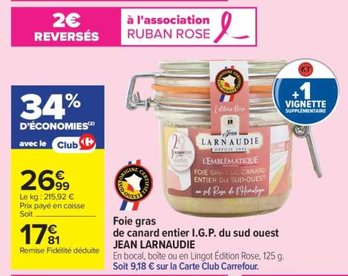 Foie gras de Canard Entier I.G.P. du Sud-Ouest JEAN LARNAUDIE