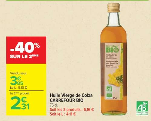 Huile Vierge de Colza CARREFOUR BIO