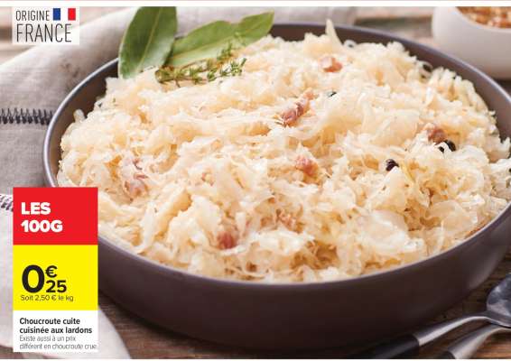 Choucroute cuite cuisinée aux lardons