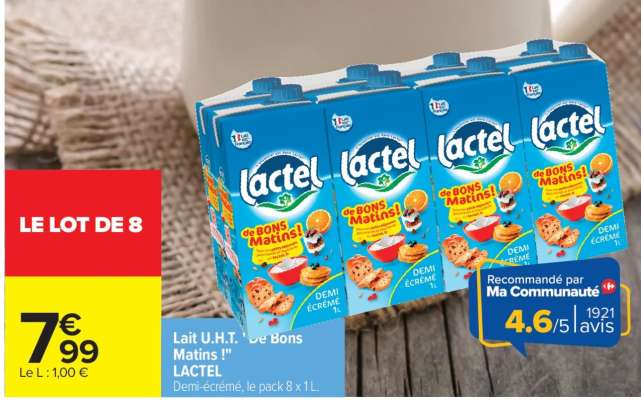 Lait U.H.T. "De Bons Matins !" LACTEL