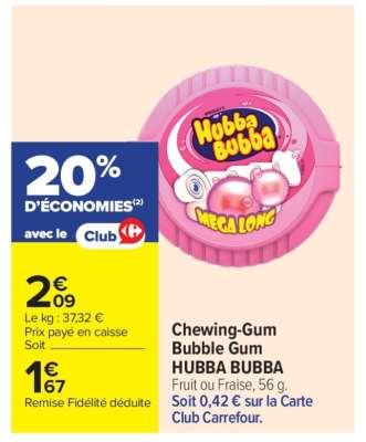 Chewing-Gum Bubble Gum HUBBA BUBBA