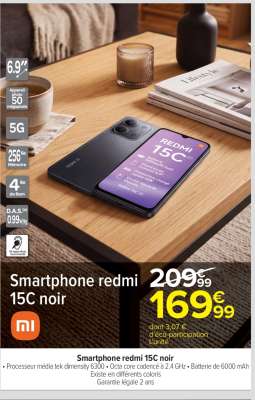 Smartphone redmi 15C noir