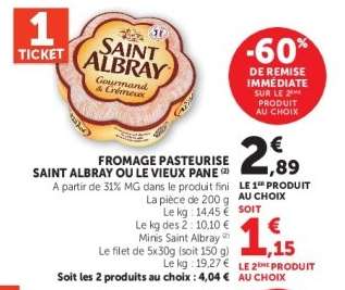 FROMAGE PASTEURISE SAINT ALBRAY OU LE VIEUX PANE