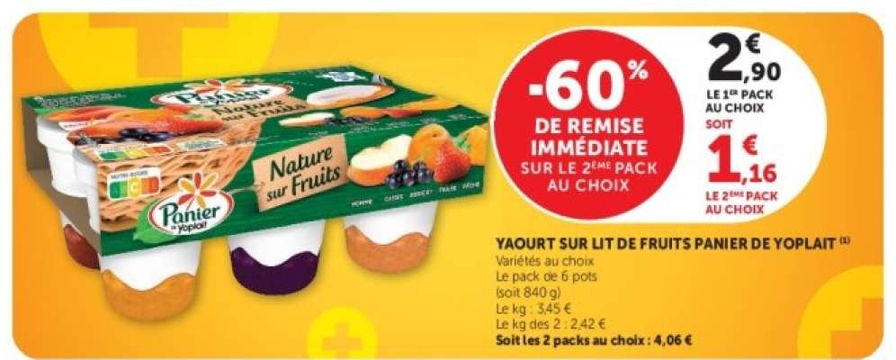 Yaourt sur lit de fruits Panier de Yoplait