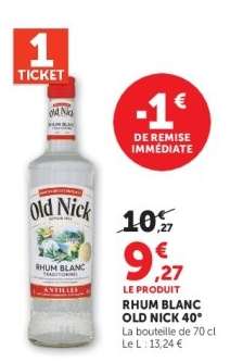 RHUM BLANC OLD NICK 40°