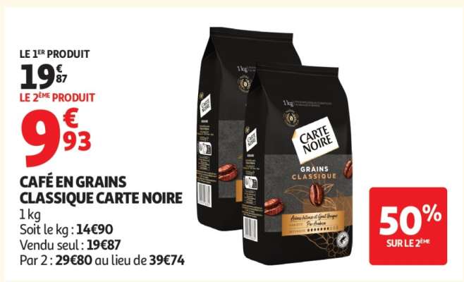 Café en grains classique 'Carte Noire'