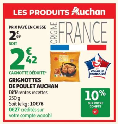 GRIGNOTTES DE POULET AUCHAN