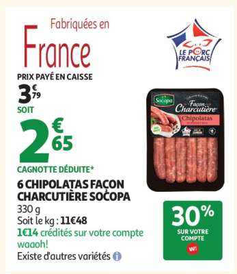 6 Chipolatas Façon Charcutière Socopa