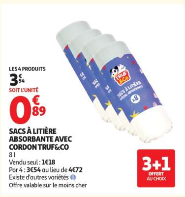 SACS À LITIÈRE ABSORBANTE AVEC CORDON TRUF&CO