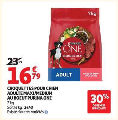 CROQUETTES POUR CHIEN ADULTE MAXI/MEDIUM AU BOEUF PURINA ONE