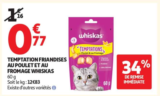 TEMPTATION FRIANDISES AU POULET ET AU FROMAGE WHISKAS