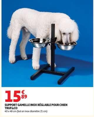 SUPPORT GAMELLE INOX RÉGLABLE POUR CHIEN TRUF&CO
