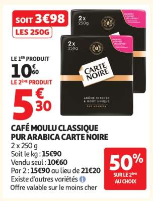 CAFÉ MOULU CLASSIQUE PUR ARABICA CARTE NOIRE