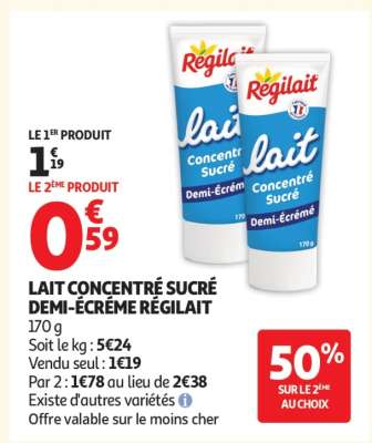LAIT CONCENTRÉ SUCRÉ DEMI-ÉCRÉMÉ REGILAIT