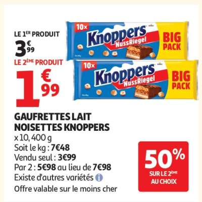Gaufrettes lait & noisettes KNOPPERS