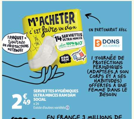 SERVIETTES HYGIÉNIQUES ULTRA MINCES RAM DAM SOCIAL