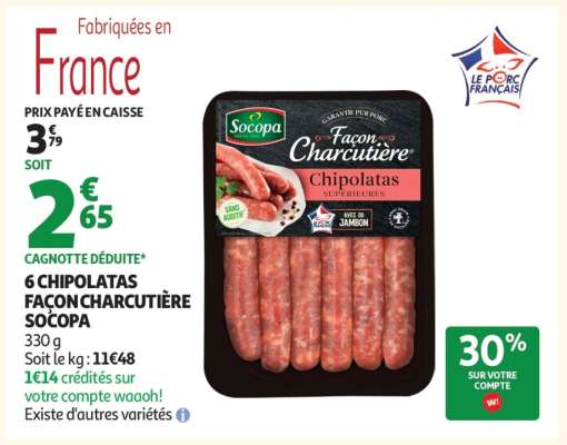 6 Chipolatas Façon Charcutière Socopa