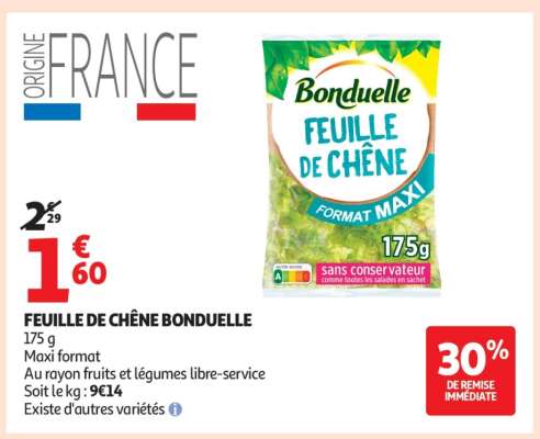 FEUILLE DE CHÊNE BONDUELLE