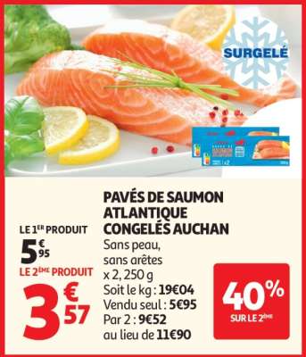 Pavés De Saumon Atlantique Congelés Auchan