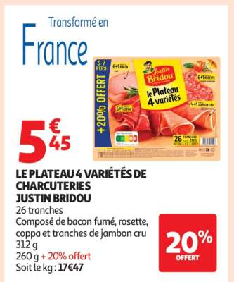 LE PLATEAU 4 VARIÉTÉS DE CHARCUTERIES JUSTIN BRIDOU